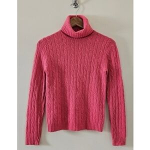 J. Crew Merino Wool Cashmere Angora Coral Cable Knit Turtleneck Sweater XS